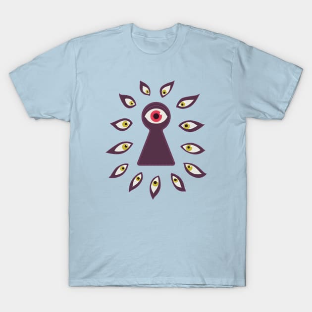 Paranoid Eye Through Keyhole And Staring Eyes T-Shirt by Boriana Giormova